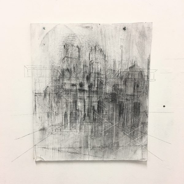 Hiroshima, pencil on plasterboard, 40 x 40cm (2018)