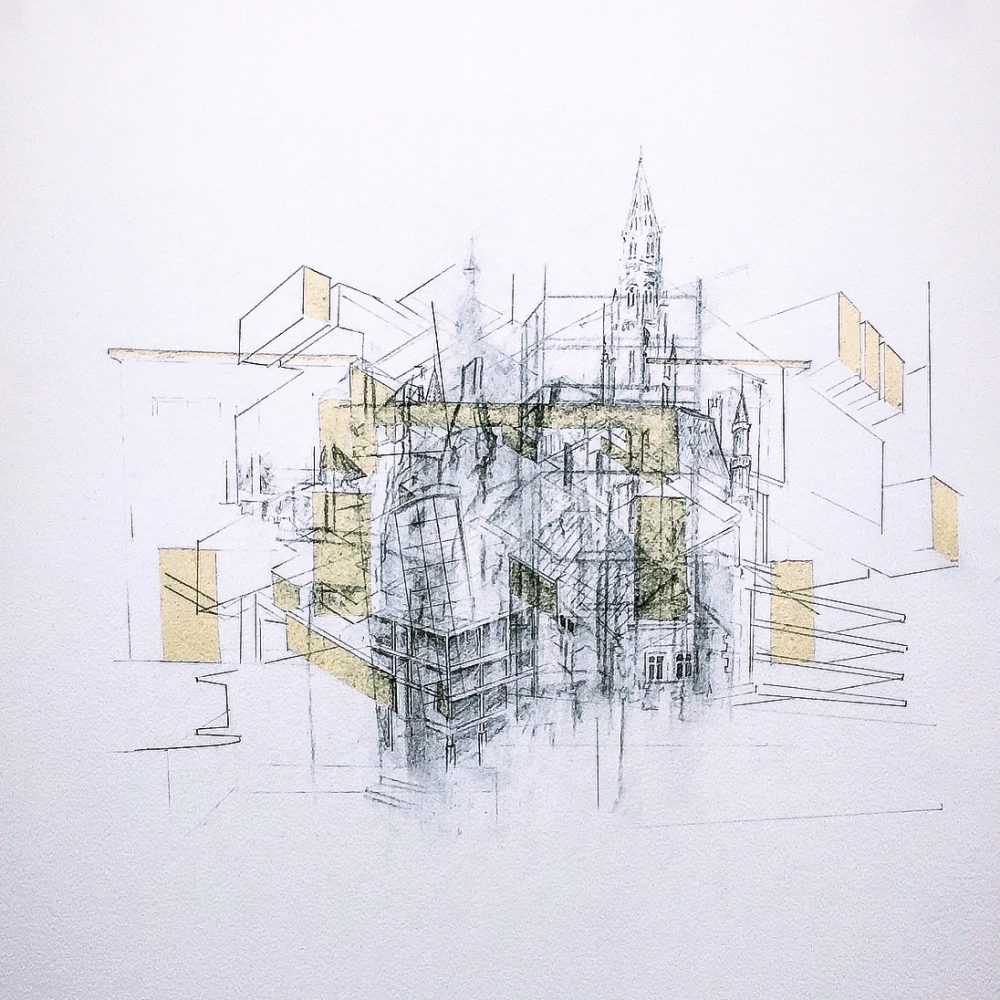 Layered Drawing, drawing on thick card, 59 x 59cm (2018)